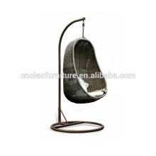 Outdoor rattan hanging chair with stand